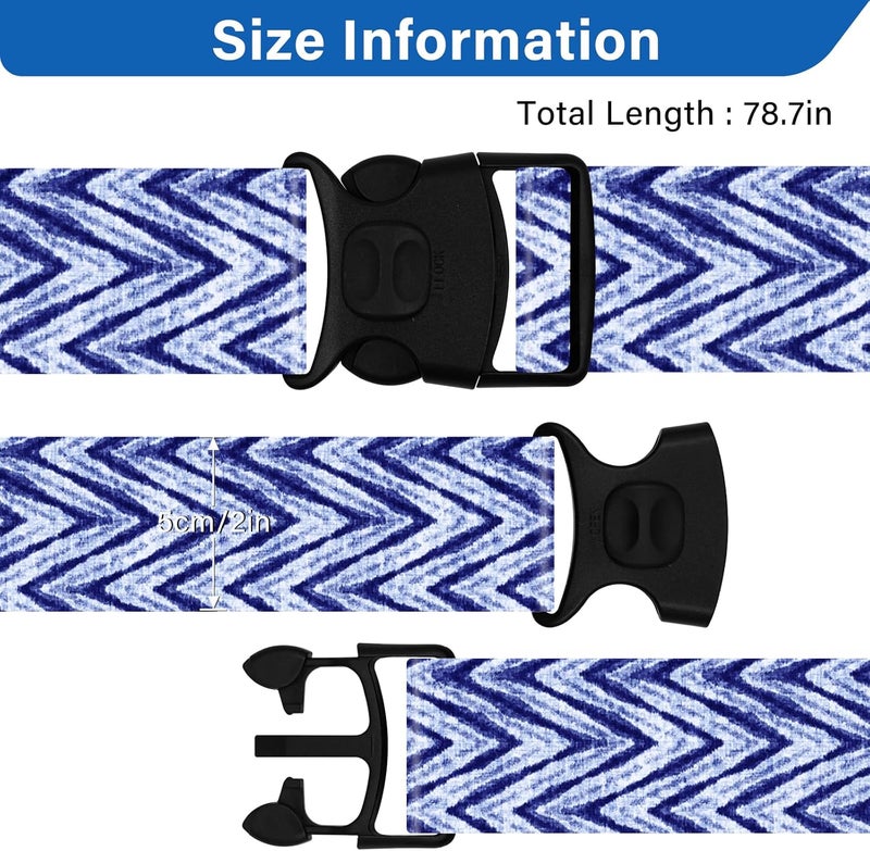 ZHOMA 2 Pack Luggage Straps for Suitcases, Adjustable Travel Belt with Double Lock and Quick Release Buckle, Heavy Duty Nylon Bag Packing Strap, Unique Identifiers Business Travel Accessories-Blue Wave - Image 3